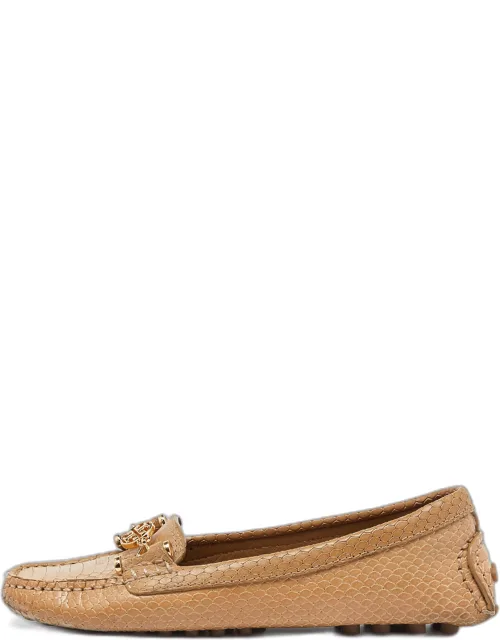 Snakeskin Embossed Leather Driving Loafers