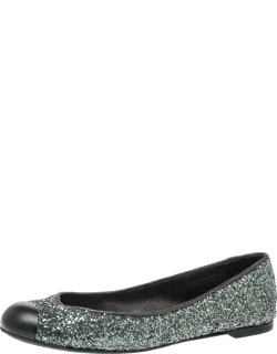 Glitter Fabric Cap Toe Ballet Flats