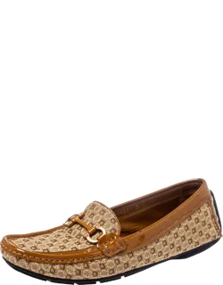 Gancini Canvas And Patent Leather Loafers