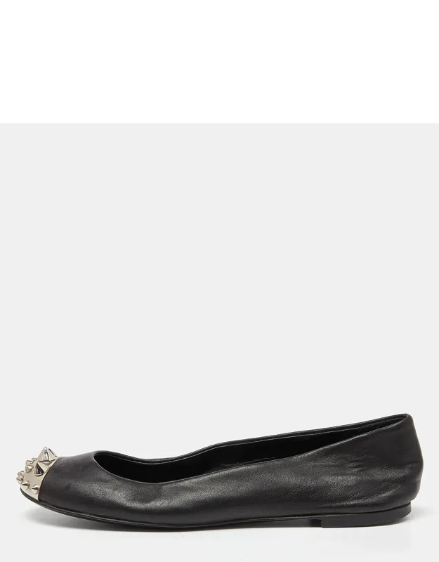 Leather Malika Spiked Cap Toe Ballet Flats