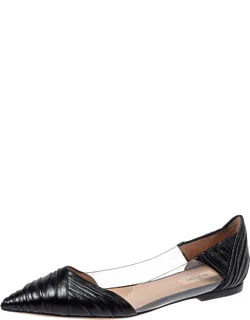 Leather And Pvc Drape Pointed Toe Ballet Flats