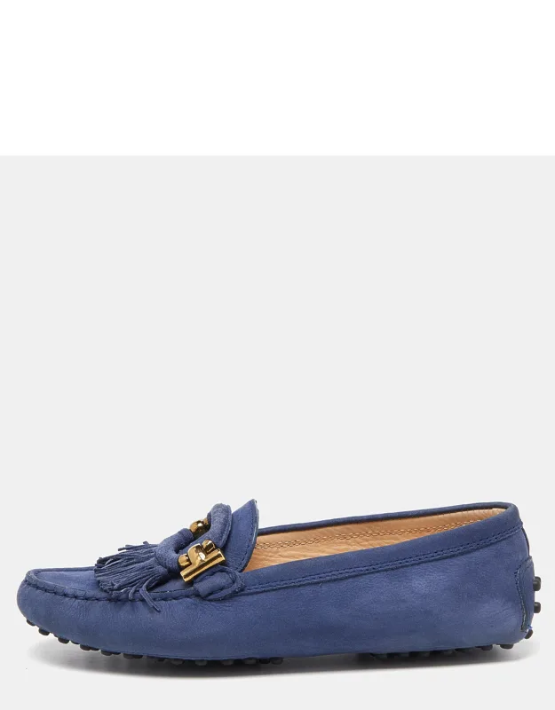 Suede Fringe Slip-on Loafers