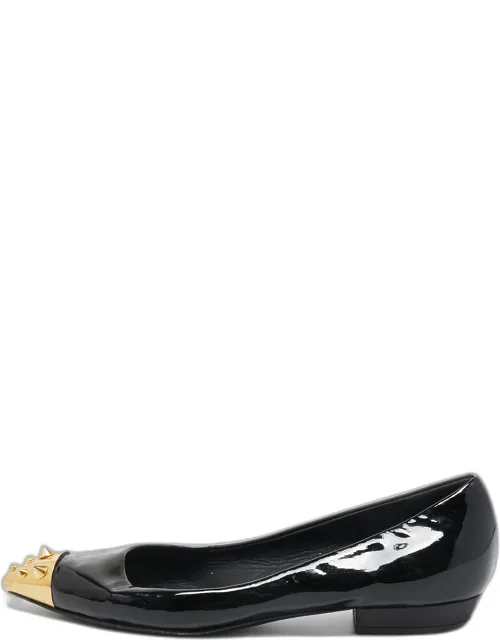 Patent Leather Spiked Cap Toe Ballet Flats