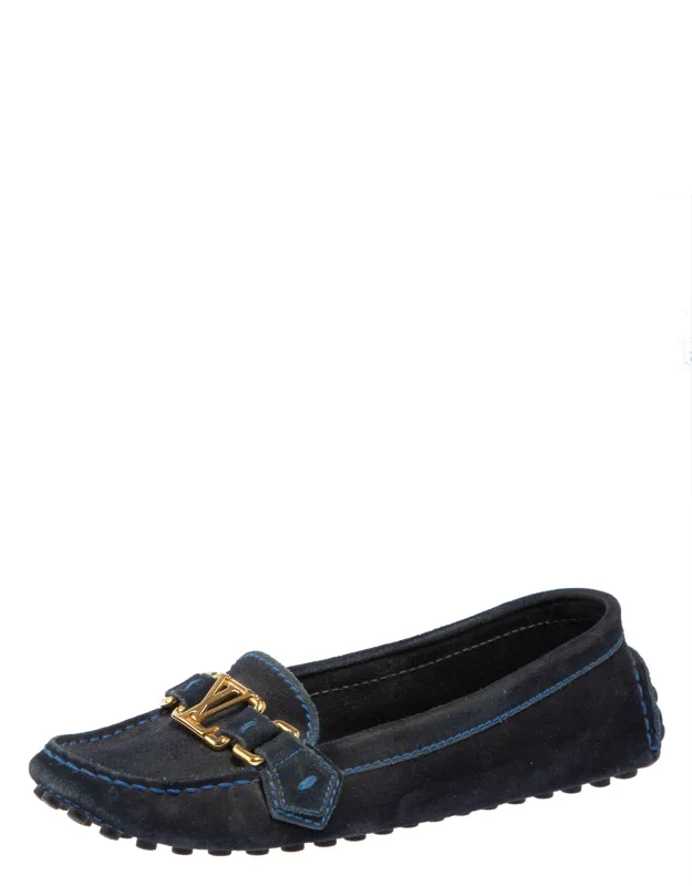 Suede Logo Slip-on Loafers