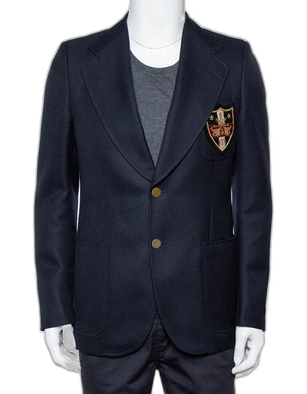 Wool & Mohair Embroidered Button Front Blazer