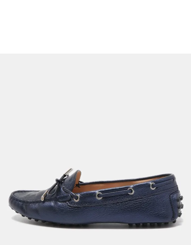 Leather Gommino Bow Slip On Loafers
