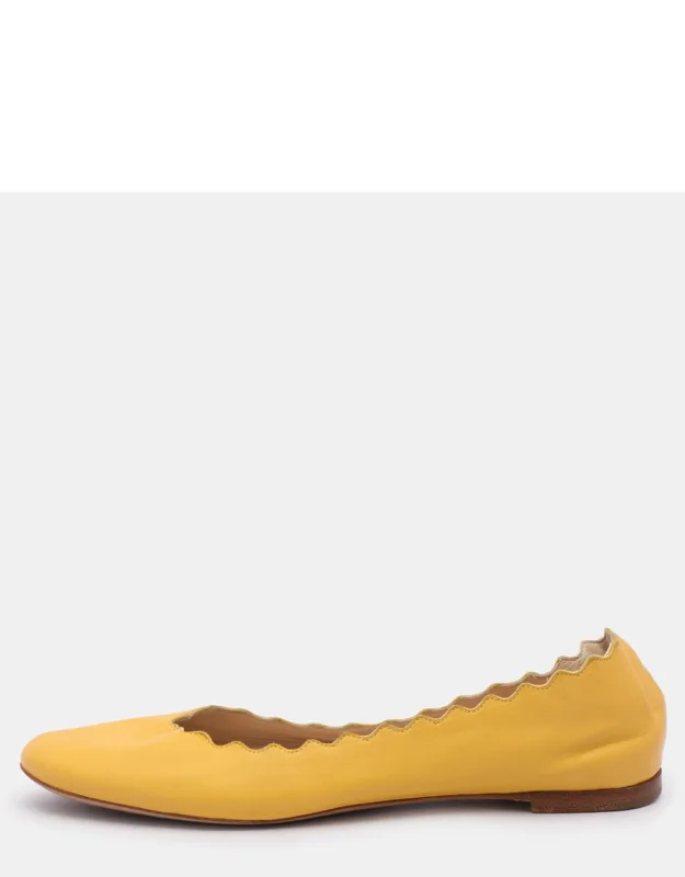 Leather Scalloped Ballet Flats