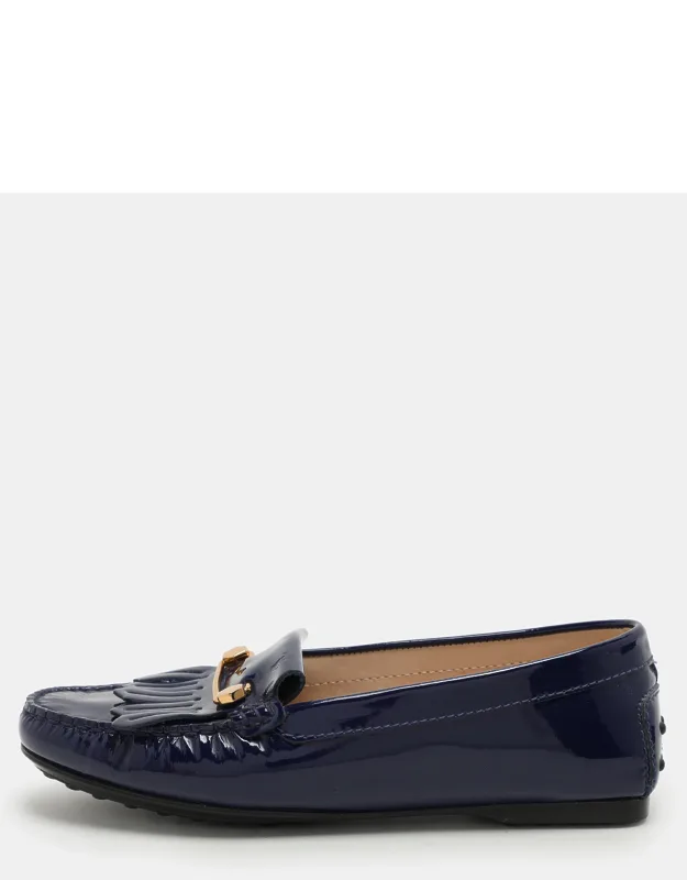 Patent Leather Fringe Detail Loafers