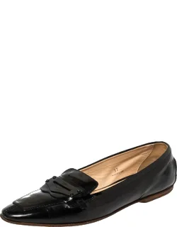Tod's Black Patent Leather Penny Loafers With Comfort Factor And Leather Lining