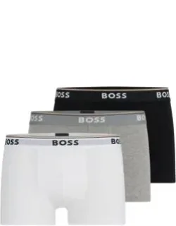 Three-pack Of Stretch-cotton Trunks With Logo Waistbands