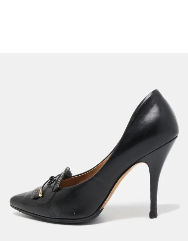 Leather Pointed Toe Loafer Pumps