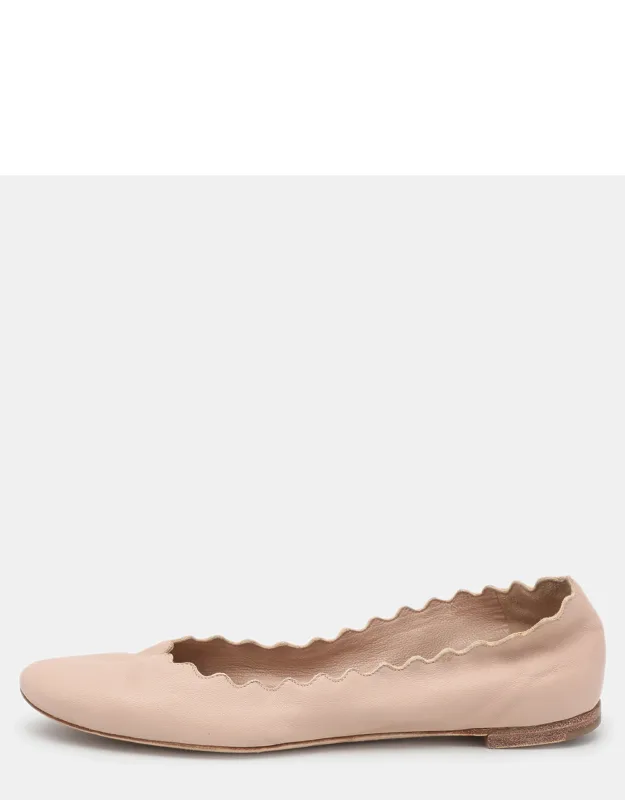 Leather Scalloped Ballet Flats