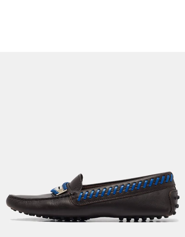 Leather Whip Stitch Trim Detail Penny Loafers