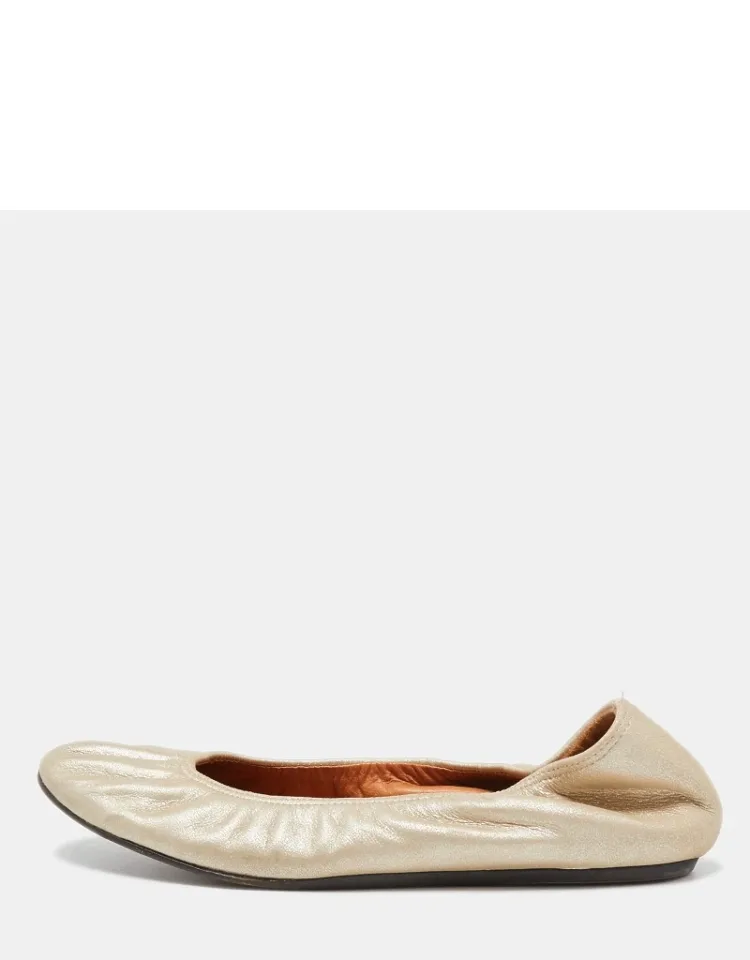 Metallic Leather Scrunch Ballet Flats