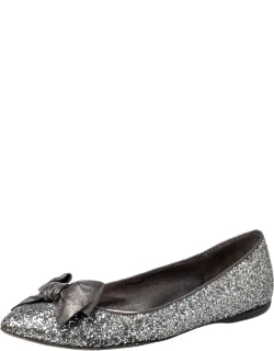 Metallic Glitter Bow Ballet Flats