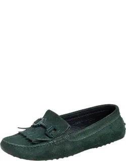 Suede Fringe Slip On Loafers