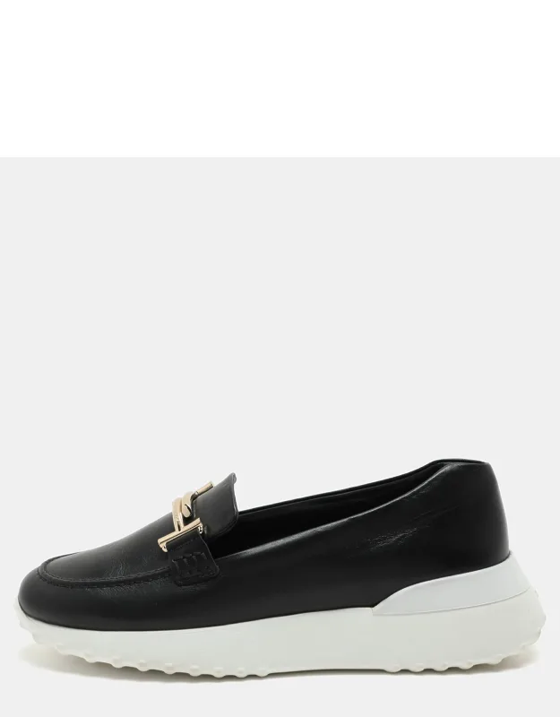 Leather Double T Slip On Loafers