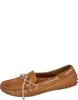 Tod's Brown Leather Slip On With Tie And Rubber Pebbled Soles