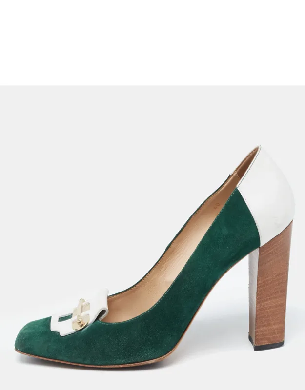 Leather And Suede Loafer Pumps