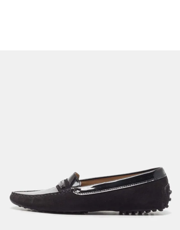 Suede And Patent Leather Loafers