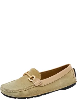 Suede And Leather Gancini Bit Slip On Loafers