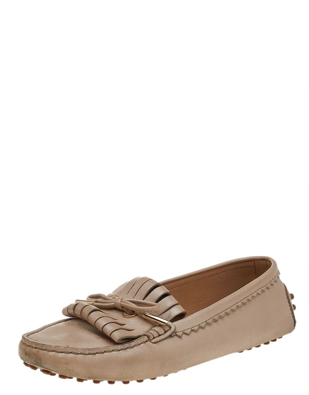 Leather Fringe Slip-on Loafers