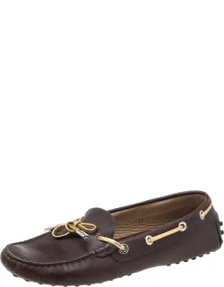 Tod's Leather Bow Slip On Loafers With Plush Comfort