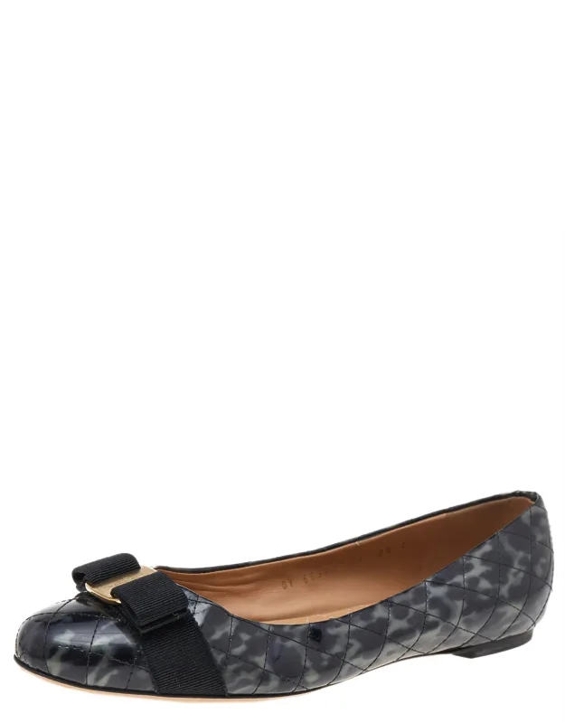 Quilted Patent Leather Vara Bow Ballet Flats