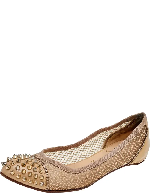 Patent Leather And Mesh Spike Ballet Flats
