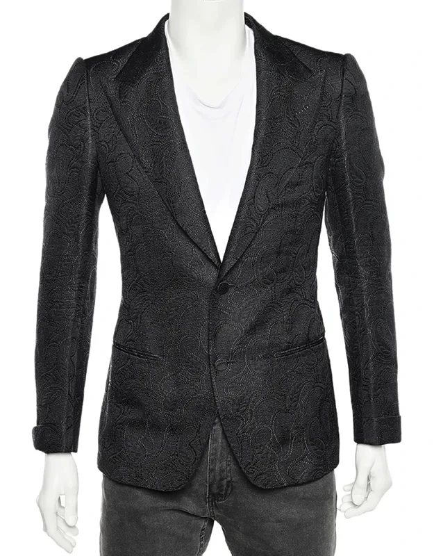 Textured Silk & Wool Single Breasted Blazer
