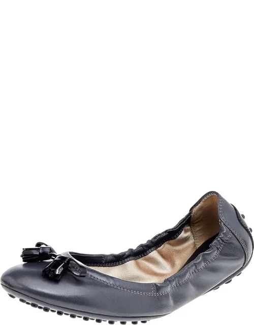Patent And Leather Buckle Detail Scrunch Ballet Flats