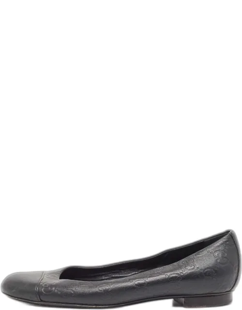 Black Guccissima Leather Ballet Flats, Perfect Fit And Style