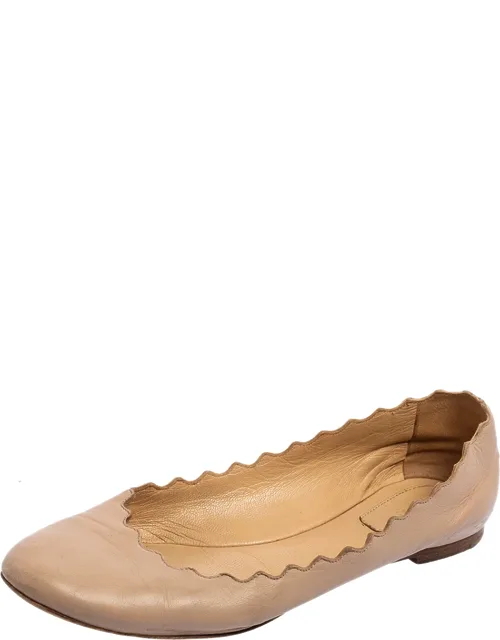 Leather Scalloped Ballet Flats