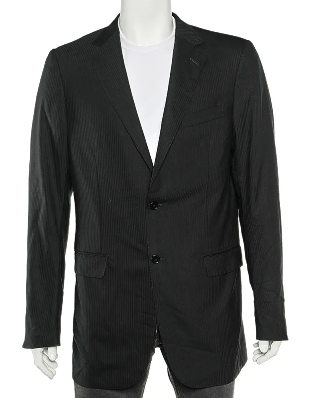 Tonal Striped Wool Blazer