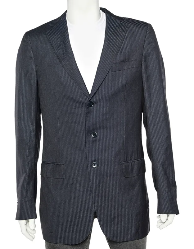 Tonal Striped Wool Blazer
