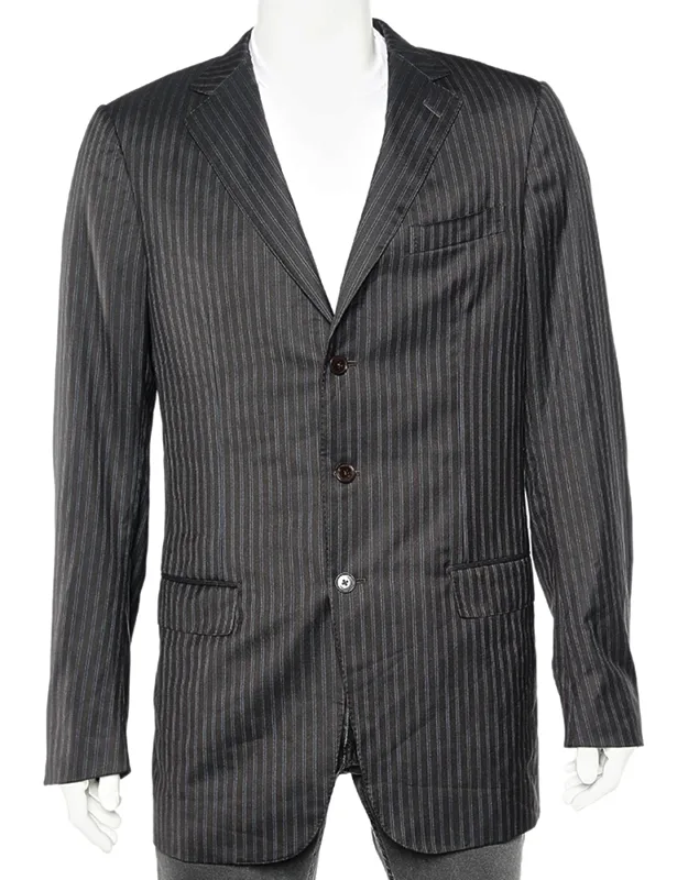 Tonal Striped Wool Blazer