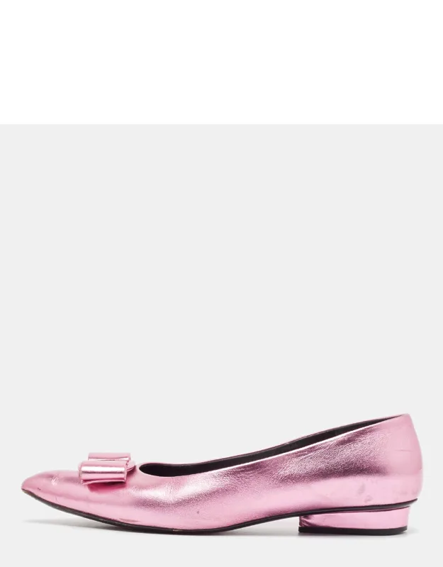 Metallic Leather Viva Bow Ballet Flats
