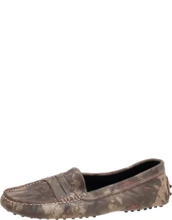 Printed Suede Slip-on Loafers