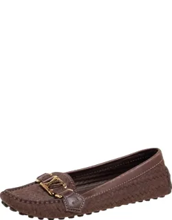 Woven Suede And Leather Slip-on Oxford Loafers