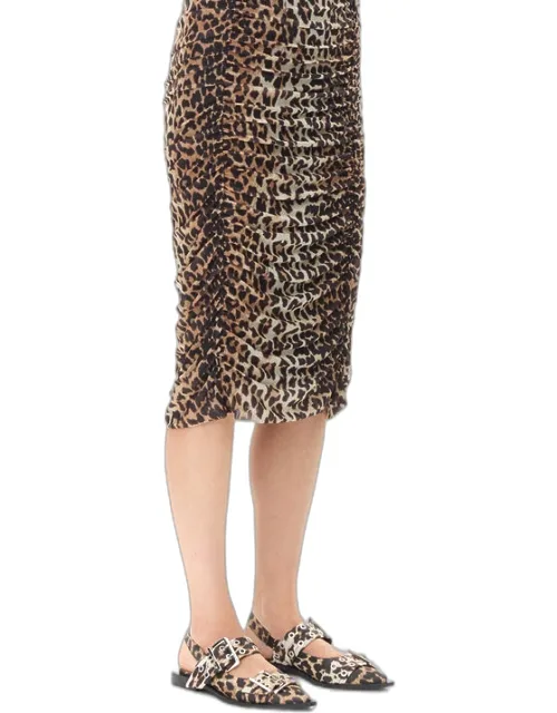 Leopard Satin Buckle Ballerinas