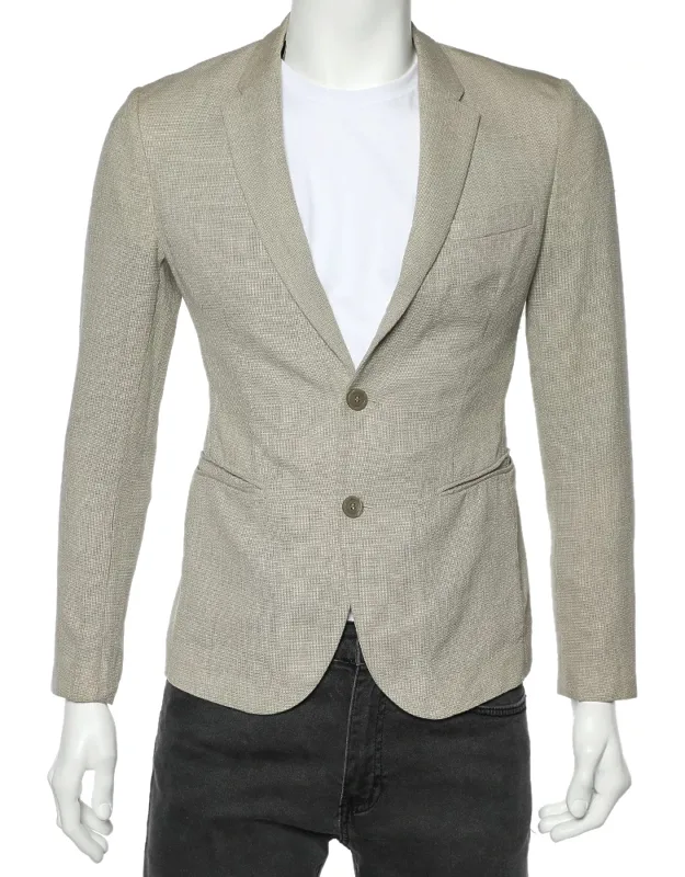 Textured Wool Button Front Blazer