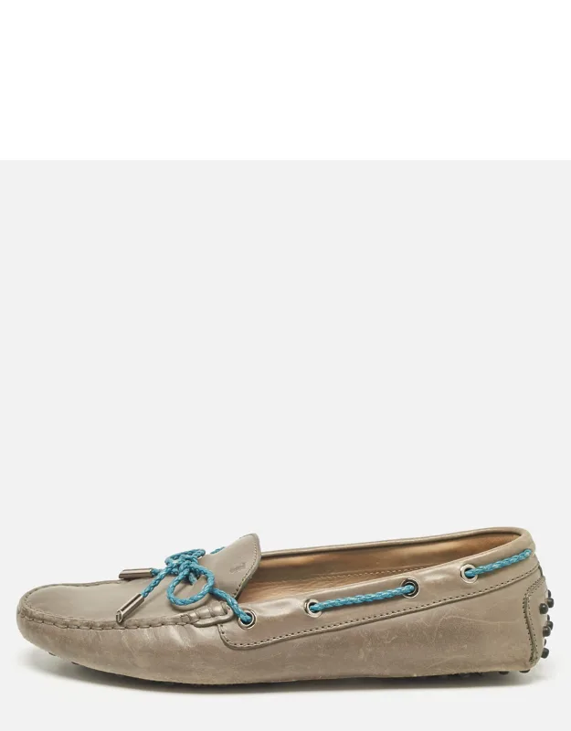 Leather Braided Bow Slip-on Loafers