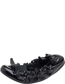 Patent Leather Scrunch Bow Ballet Flats
