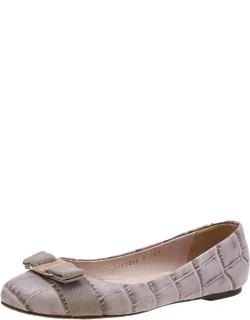Croc Embossed Leather Ballet Flats