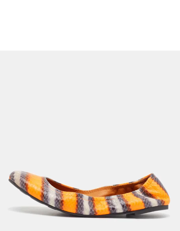 Multicolor Python Embossed Leather Ballet Flats