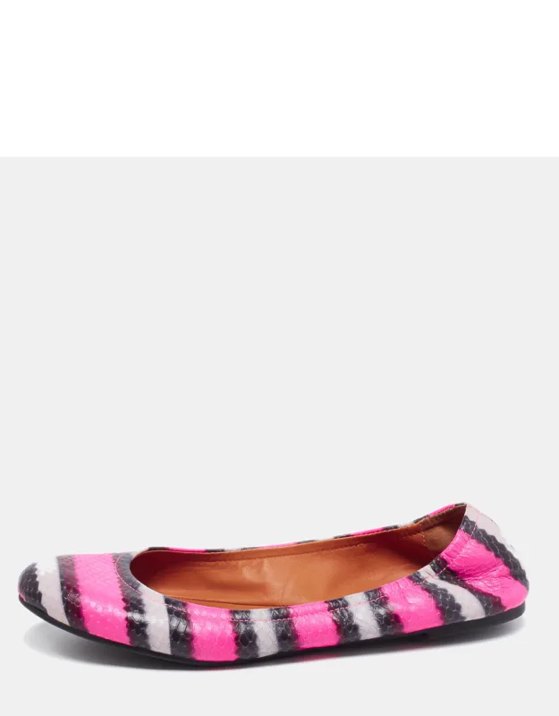 Watersnake Embossed Leather Ballet Flats