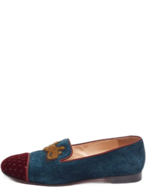 Tricolor Suede And Velvet I Love My Loubies Loafers