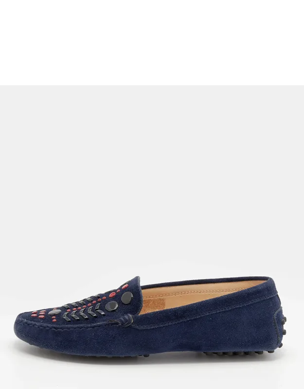 Suede Studded Slip-on Loafers