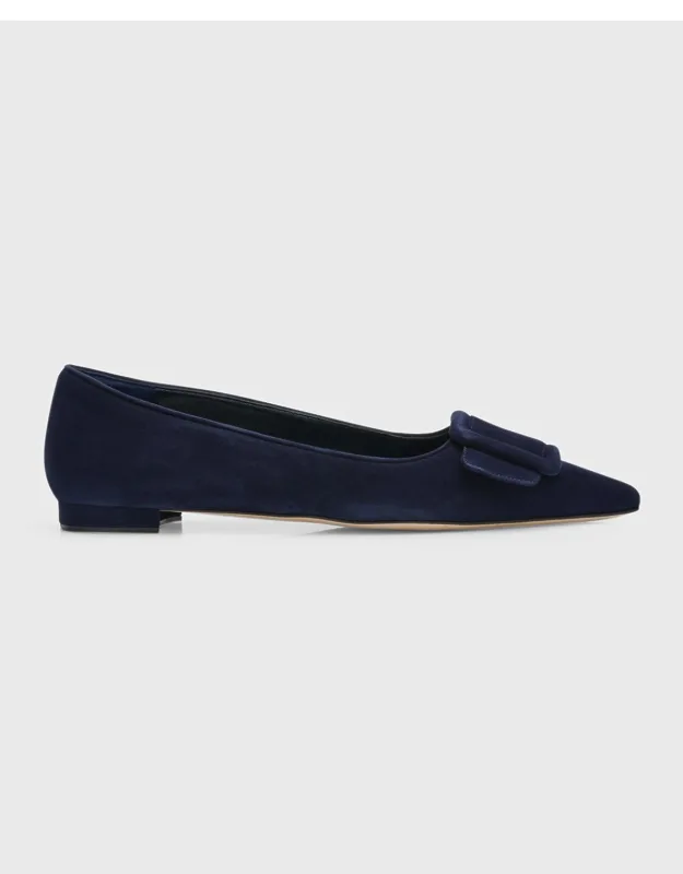 Maysale Suede Buckle Ballerina Flats