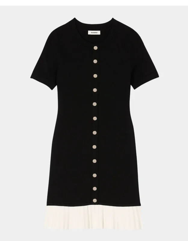 Pleated-hem Mini Dress